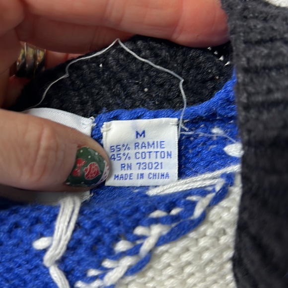 ⭐️Vintage Belle Pointe ramie cotton blend knitted cardigan 12 months holiday M - Picture 8 of 11